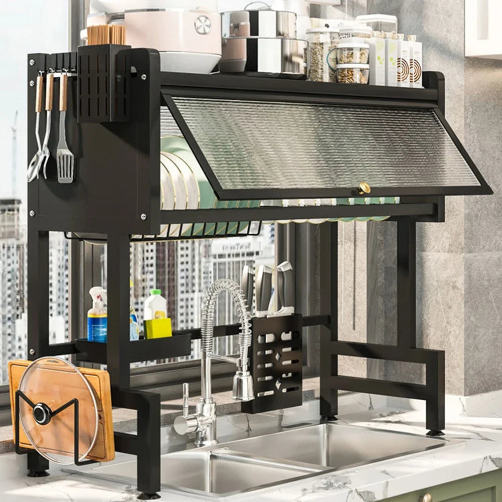 Rust Proof Sink Rack With Glass Cabinet - 35% OFF