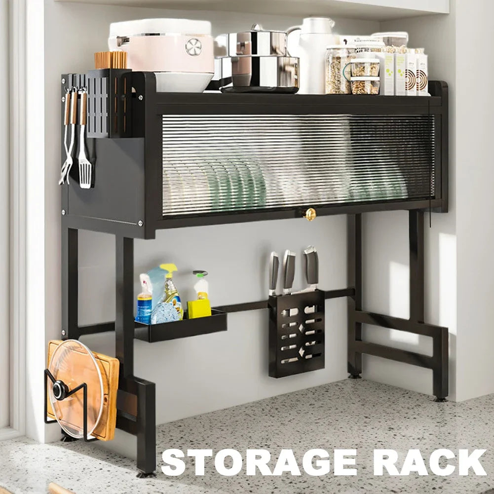 Rust Proof Sink Rack With Glass Cabinet - 35% OFF