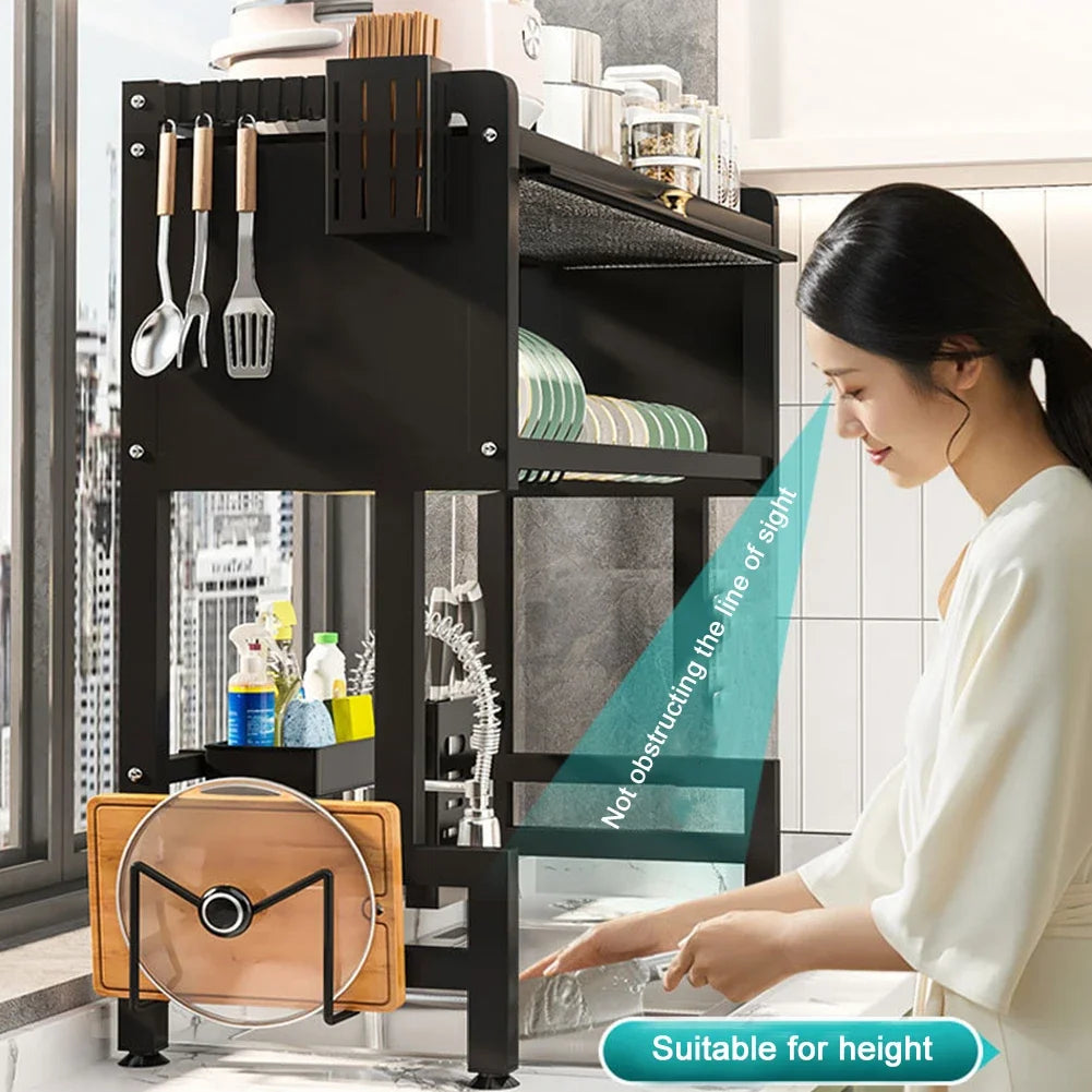 Rust Proof Sink Rack With Glass Cabinet - 35% OFF