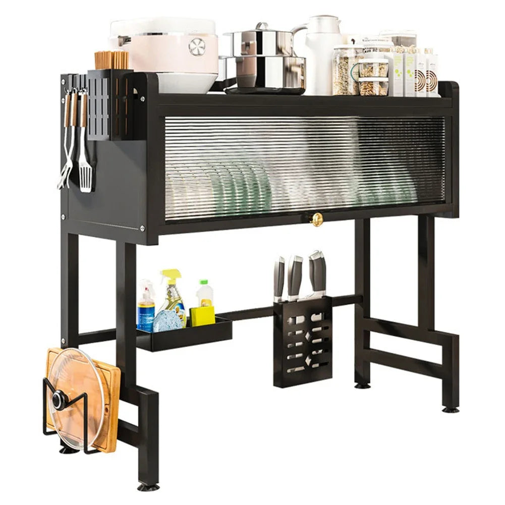 Rust Proof Sink Rack With Glass Cabinet - 35% OFF
