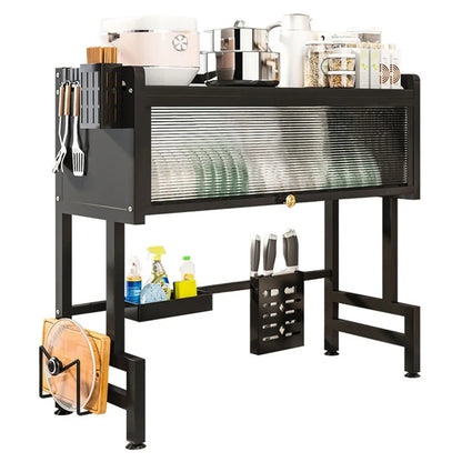 Rust Proof Sink Rack With Glass Cabinet - 35% OFF