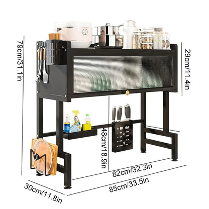 Rust Proof Sink Rack With Glass Cabinet - 35% OFF